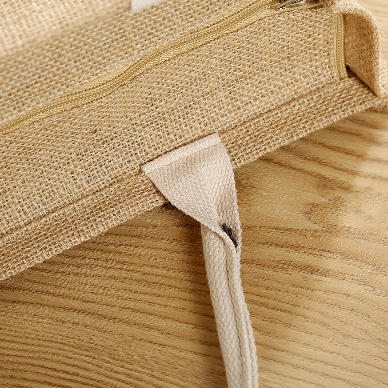 Factory Wholesale Bohemian Printed Jute Bag Ladies Barrel Tote Zipper Flower Bag in Stock