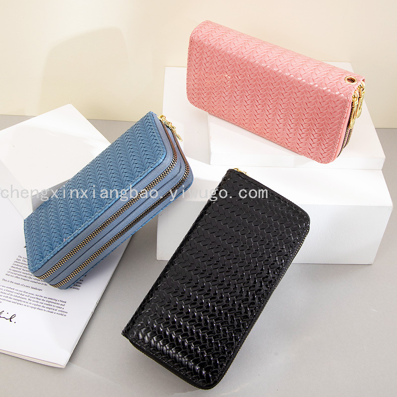 Wallet Women&#039;s Wallet Double-Pull Bag New Pu Boutique Women Bag Women&#039;s in Stock Wholesale Patent Leather Phone Bag