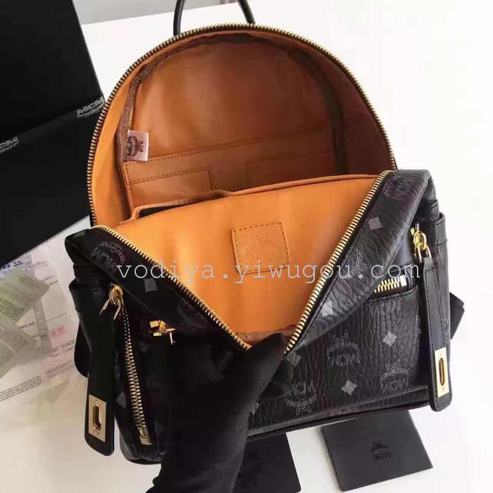 Leather series double shoulder bag rivet bag senior custom paragraph student bag leisure bag