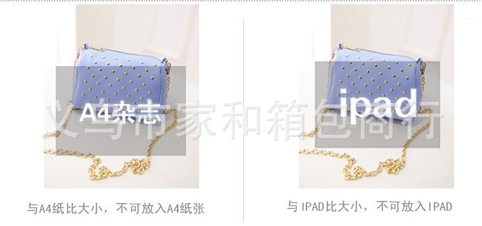  new Korean women bag chain fashion trend of PU bag rivet bag shoulder Messenger bag