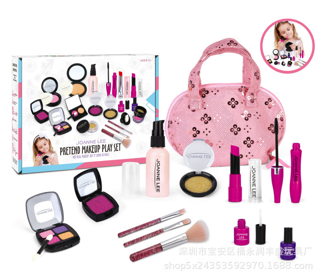 Cross-Border Makeup Set Children Play House Simulation Cosmetics Girl Princess Makeup Toys Beauty Bag in Stock