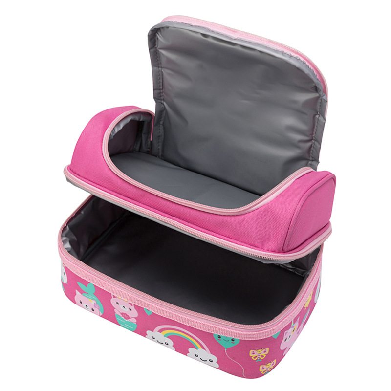 Stock Whole Double Layer Children&#039;s Lunch Bag Children&#039;s Outdoor Travel Cartoon Portable Packed Lunch Thermostatic Bag