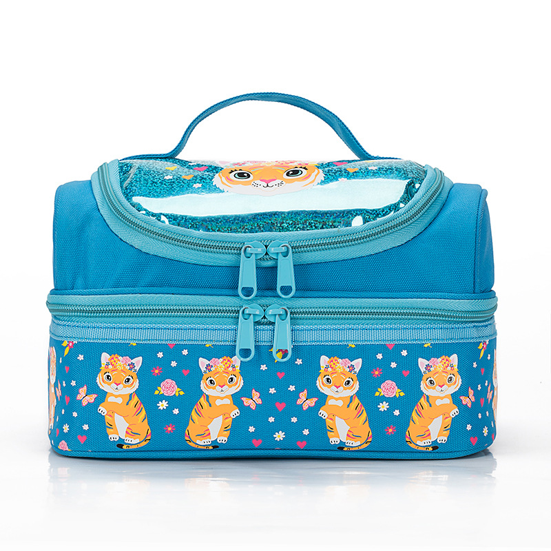 Stock Whole Double Layer Children's Lunch Bag Children's Outdoor Travel Cartoon Portable Packed Lunch Thermostatic Bag