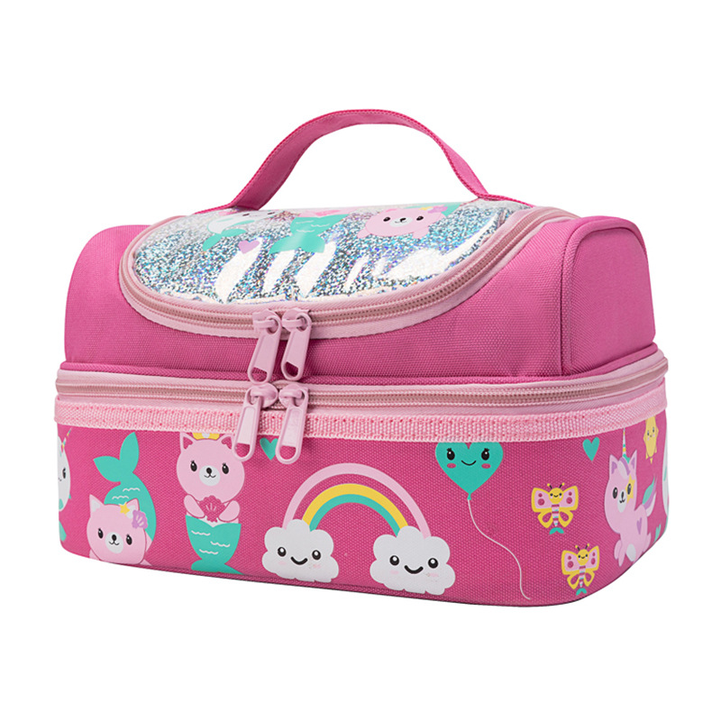 Stock Whole Double Layer Children's Lunch Bag Children's Outdoor Travel Cartoon Portable Packed Lunch Thermostatic Bag