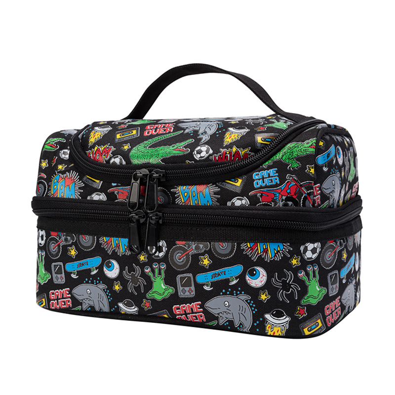 Stock Whole Double Layer Children's Lunch Bag Children's Outdoor Travel Cartoon Portable Packed Lunch Thermostatic Bag