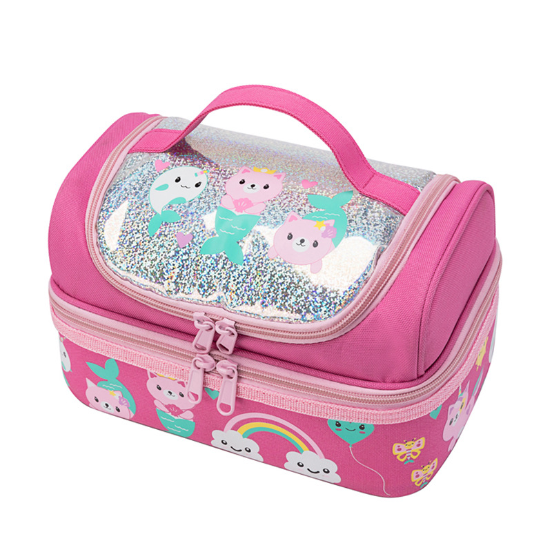 Stock Whole Double Layer Children's Lunch Bag Children's Outdoor Travel Cartoon Portable Packed Lunch Thermostatic Bag