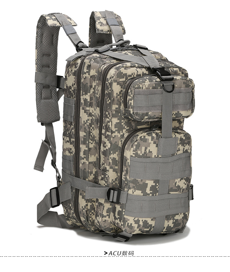 Factory in Stock Wholesale Military Fans Combat Bag Outdoor Sports Hiking Bag 30L Oxford Waterproof Camouflage 3P Backpack
