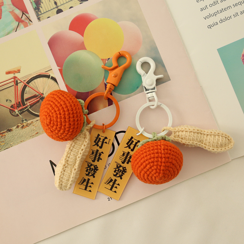 Bag Fragrant Words High Quality Persimmon Peanut Pendant Good Things Happen Keychain in Stock Wholesale