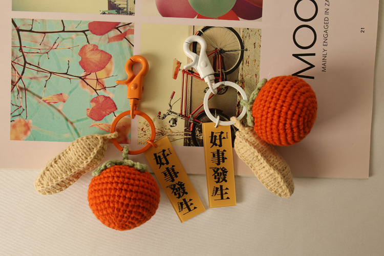 Bag Fragrant Words High Quality Persimmon Peanut Pendant Good Things Happen Keychain in Stock Wholesale