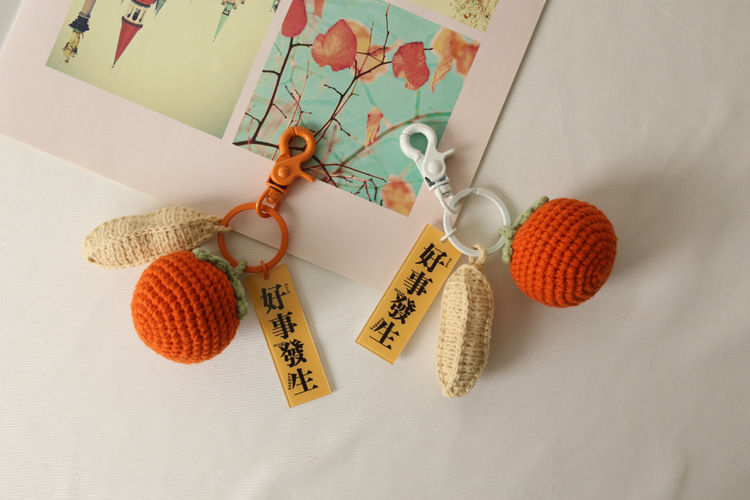 Bag Fragrant Words High Quality Persimmon Peanut Pendant Good Things Happen Keychain in Stock Wholesale