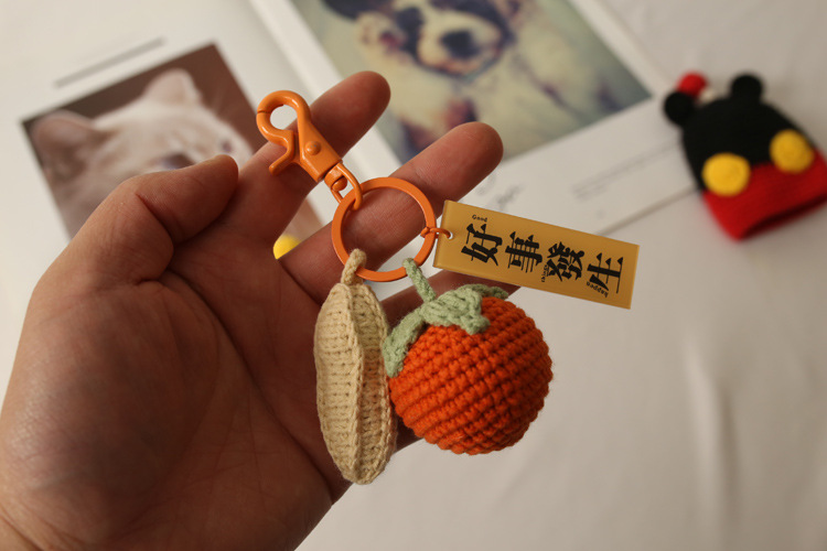 Bag Fragrant Words High Quality Persimmon Peanut Pendant Good Things Happen Keychain in Stock Wholesale