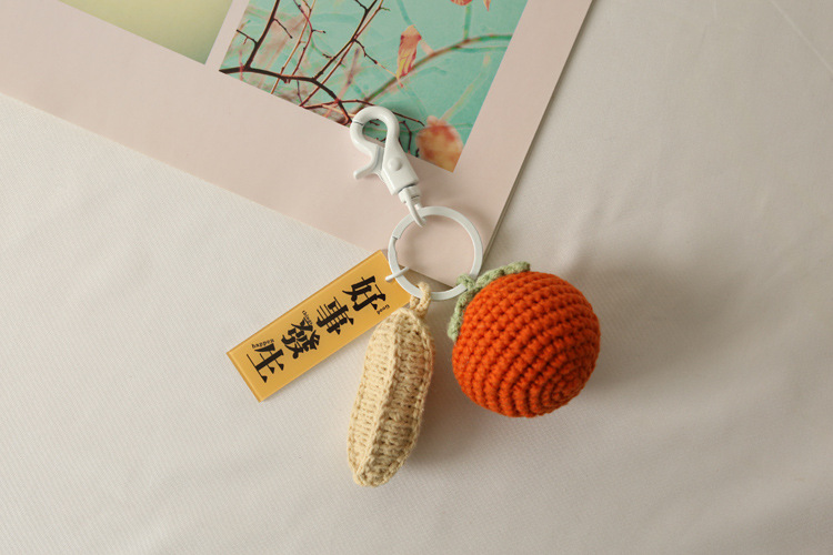 Bag Fragrant Words High Quality Persimmon Peanut Pendant Good Things Happen Keychain in Stock Wholesale