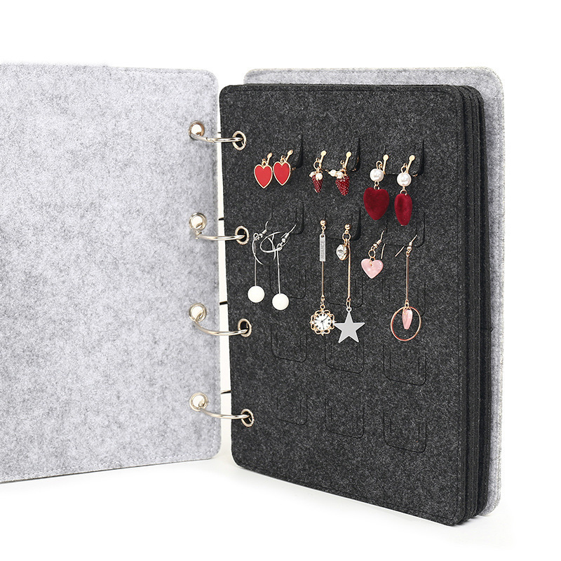 Felt Jewelry Book Earring Ring Storage Book Necklace Multi-Layer Jewelry Display Bag Factory in Stock Customizable