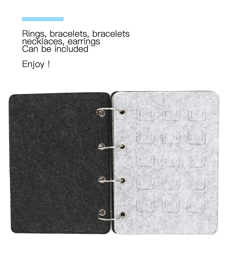 Felt Jewelry Book Earring Ring Storage Book Necklace Multi-Layer Jewelry Display Bag Factory in Stock Customizable