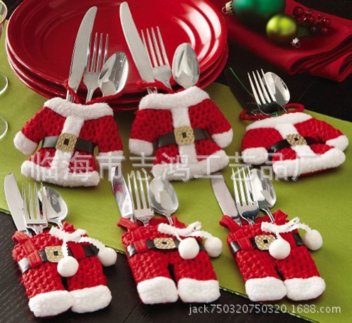 Product Christmas Small Clothes Small Pants Cutlery Set Christmas Knife and Fork Bag 6 Pieces for a Set of Stock