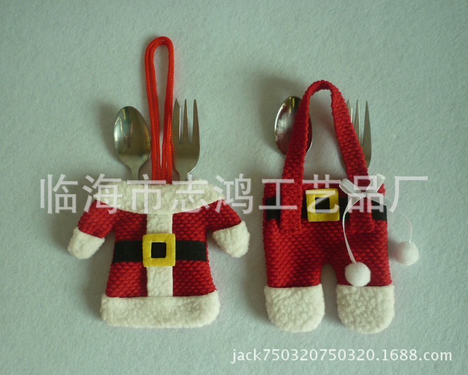 Product Christmas Small Clothes Small Pants Cutlery Set Christmas Knife and Fork Bag 6 Pieces for a Set of Stock