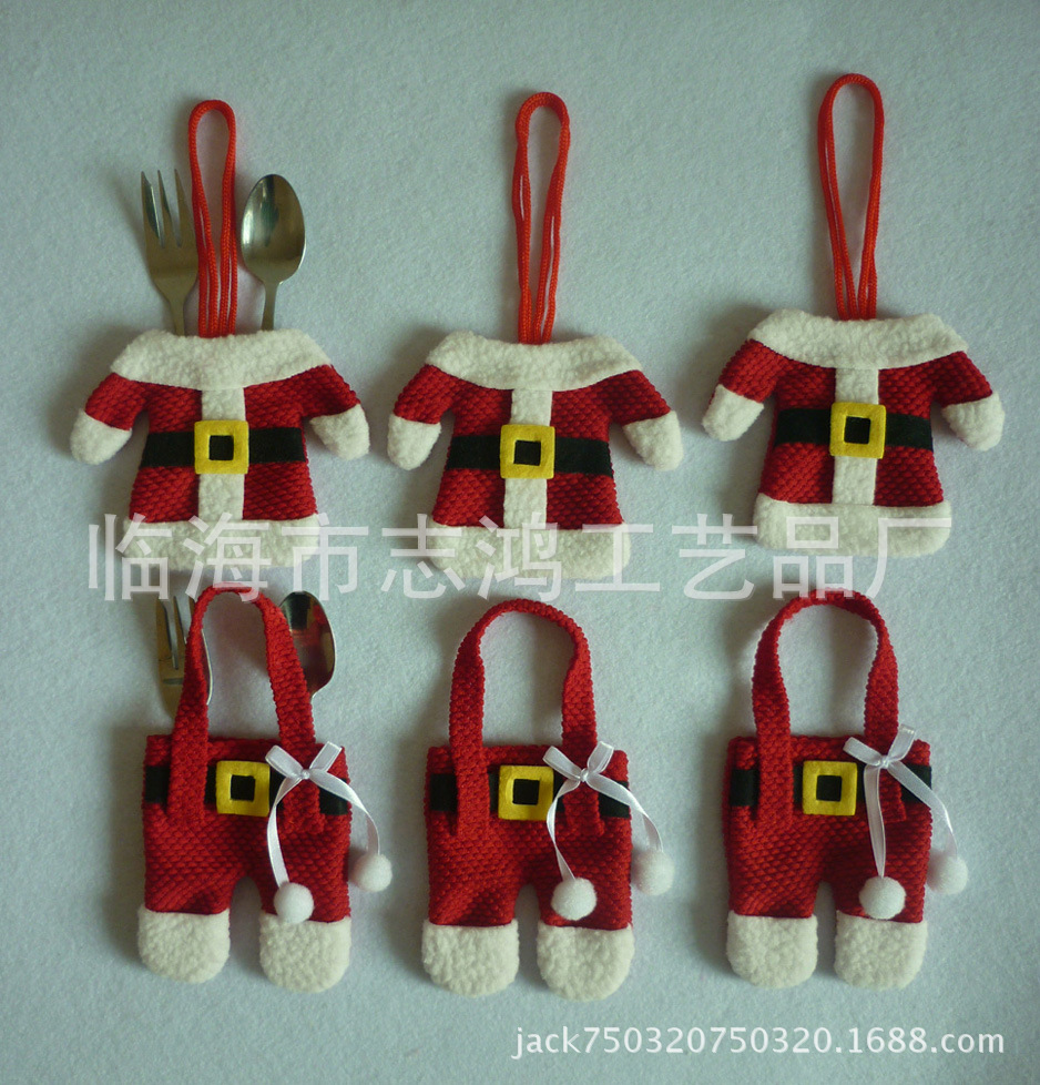 Product Christmas Small Clothes Small Pants Cutlery Set Christmas Knife and Fork Bag 6 Pieces for a Set of Stock