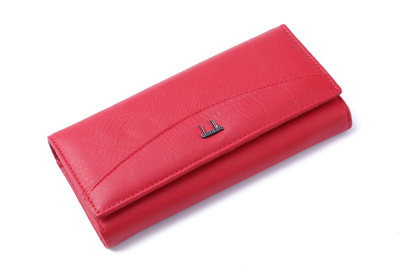 Ladies real leather wallet Ladies baotou layer cowhide long purse classic handbag Chinese red bag wallet