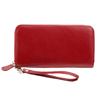 Ladies real leather wallet Ladies baotou layer cowhide long purse classic handbag Chinese red bag wallet