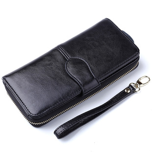 Ladies real leather wallet Ladies baotou layer cowhide long purse classic handbag Chinese red bag wallet