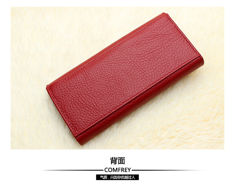 Ladies real leather wallet Ladies baotou layer cowhide long purse classic handbag Chinese red bag wallet