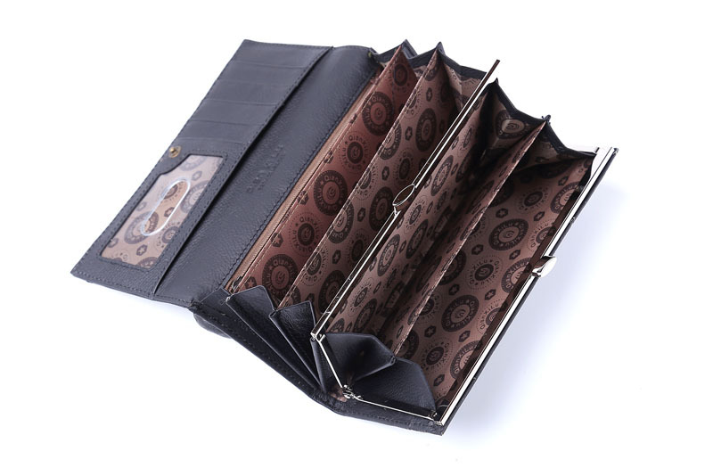 Ladies real leather wallet Ladies baotou layer cowhide long purse classic handbag Chinese red bag wallet