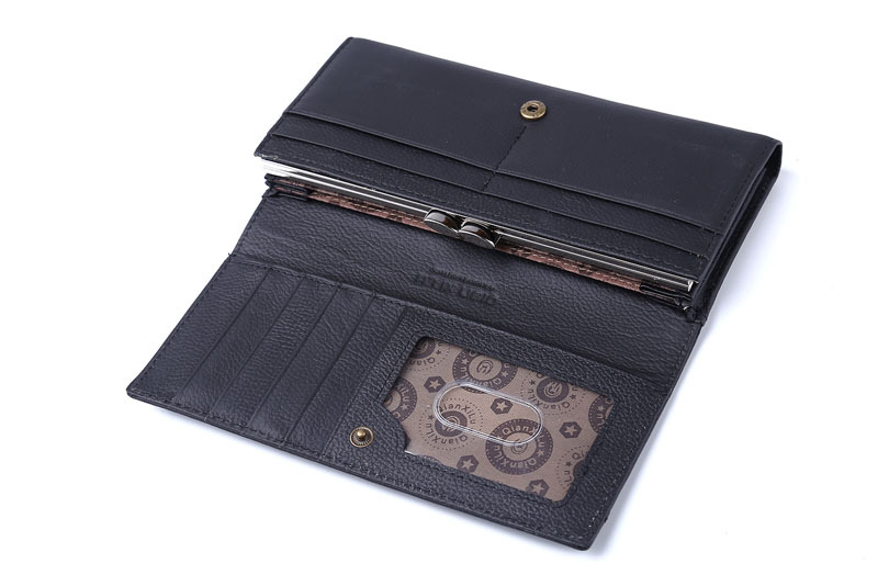 Ladies real leather wallet Ladies baotou layer cowhide long purse classic handbag Chinese red bag wallet