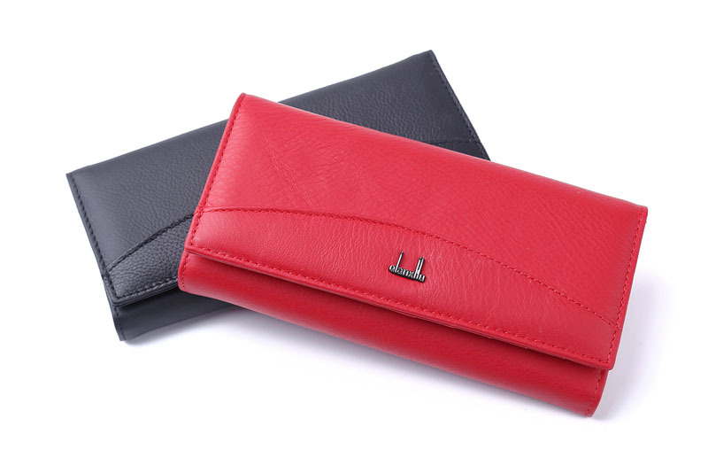 Ladies real leather wallet Ladies baotou layer cowhide long purse classic handbag Chinese red bag wallet