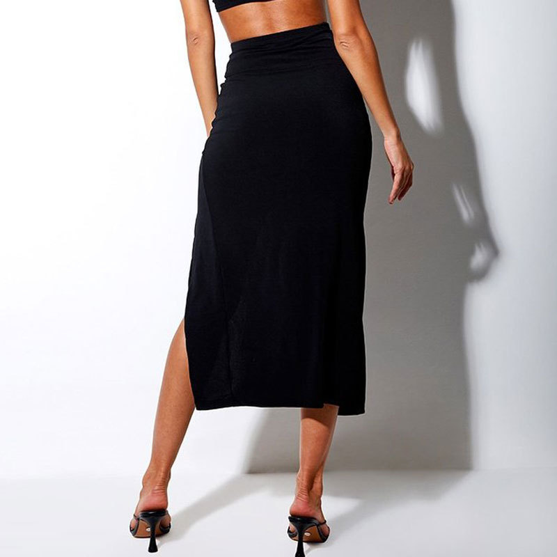 Summer 2020, Aliexpress sells high-waisted, split drawstring bag, hip sheath, middle-length skirts in stock