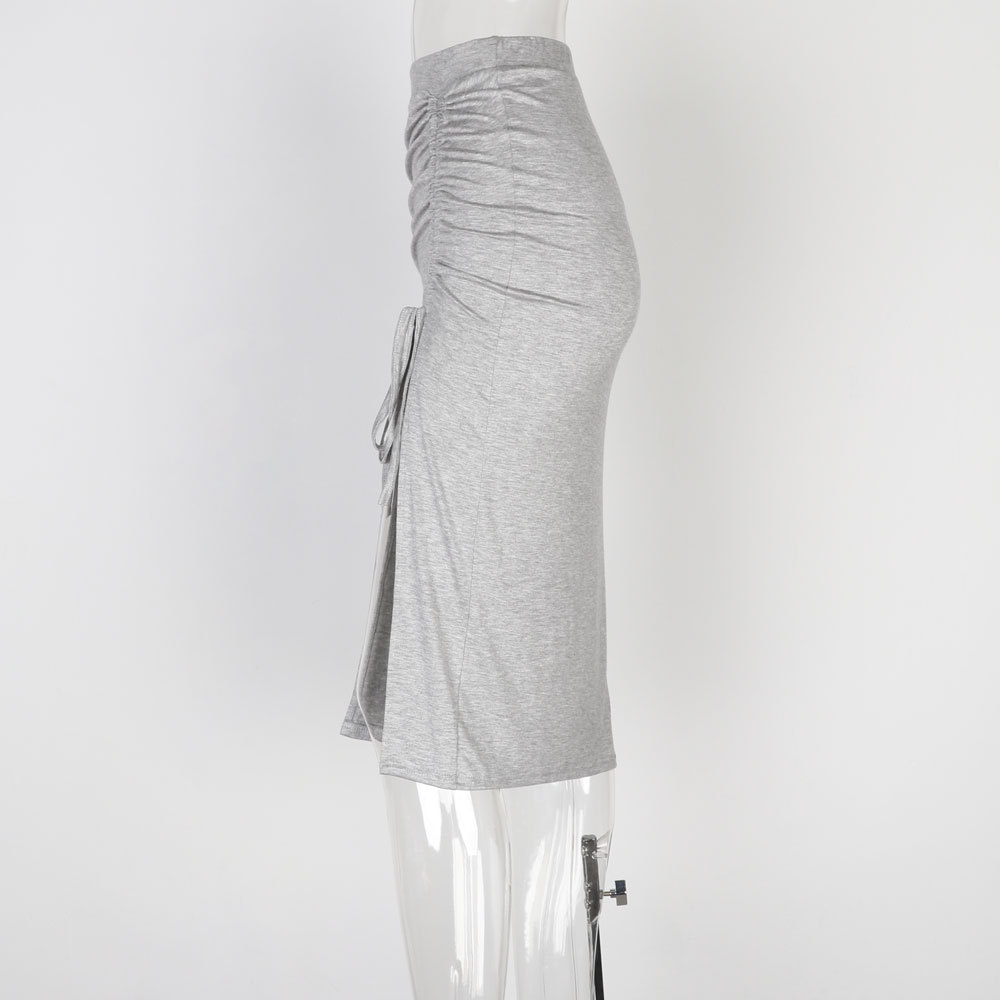 Summer 2020, Aliexpress sells high-waisted, split drawstring bag, hip sheath, middle-length skirts in stock