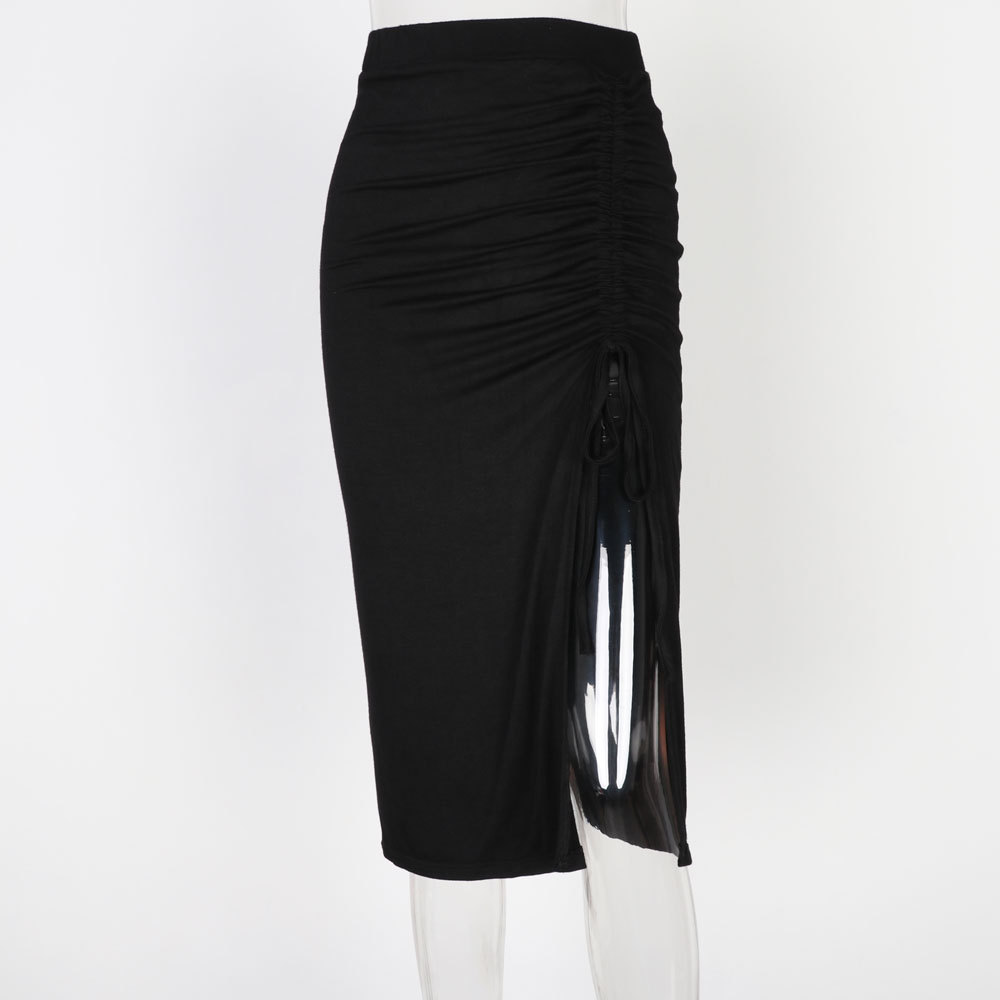 Summer 2020, Aliexpress sells high-waisted, split drawstring bag, hip sheath, middle-length skirts in stock