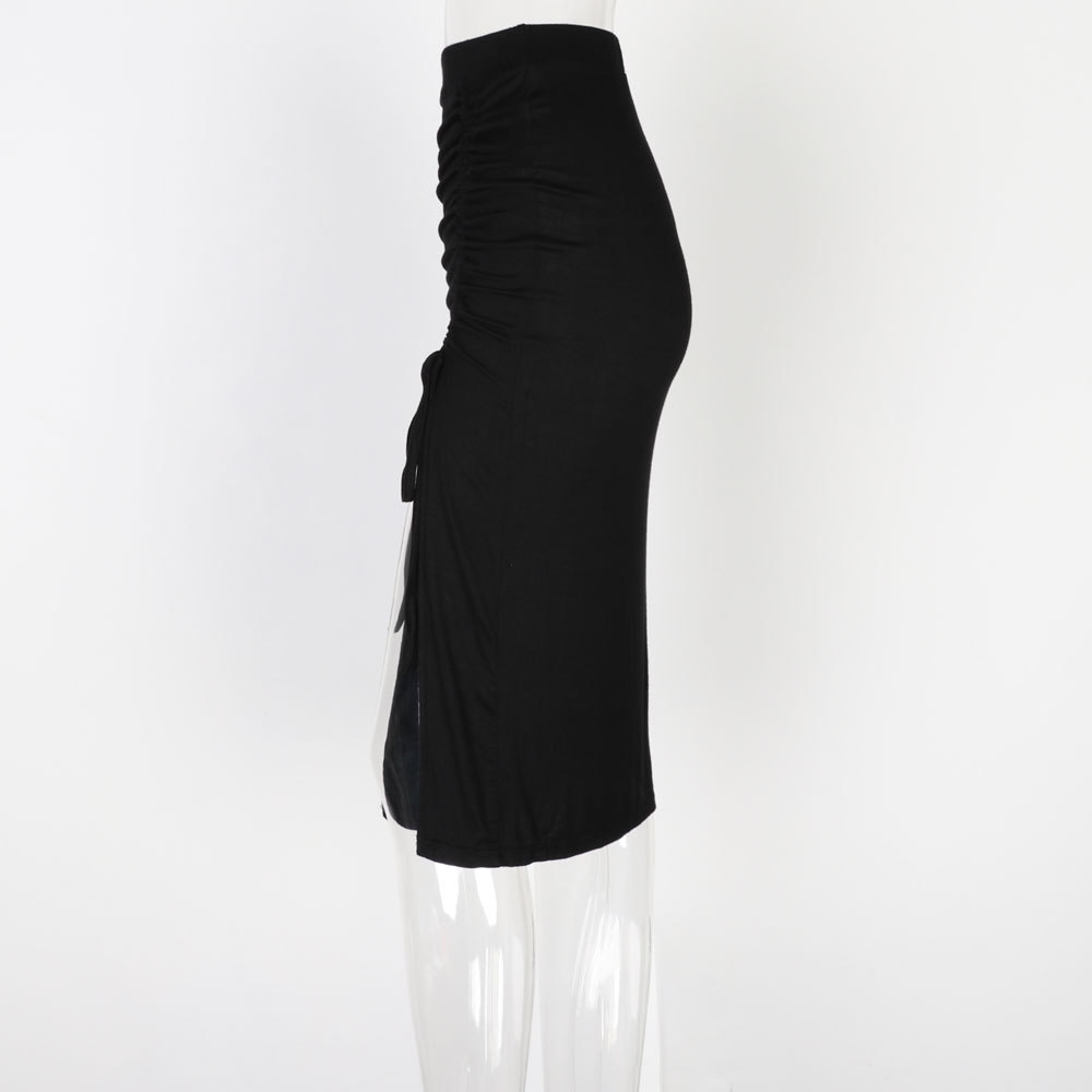 Summer 2020, Aliexpress sells high-waisted, split drawstring bag, hip sheath, middle-length skirts in stock