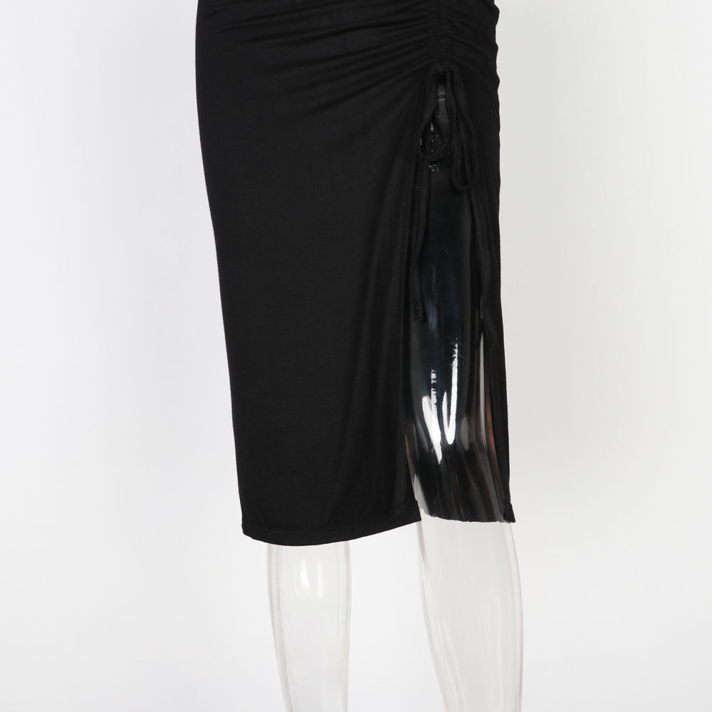 Summer 2020, Aliexpress sells high-waisted, split drawstring bag, hip sheath, middle-length skirts in stock