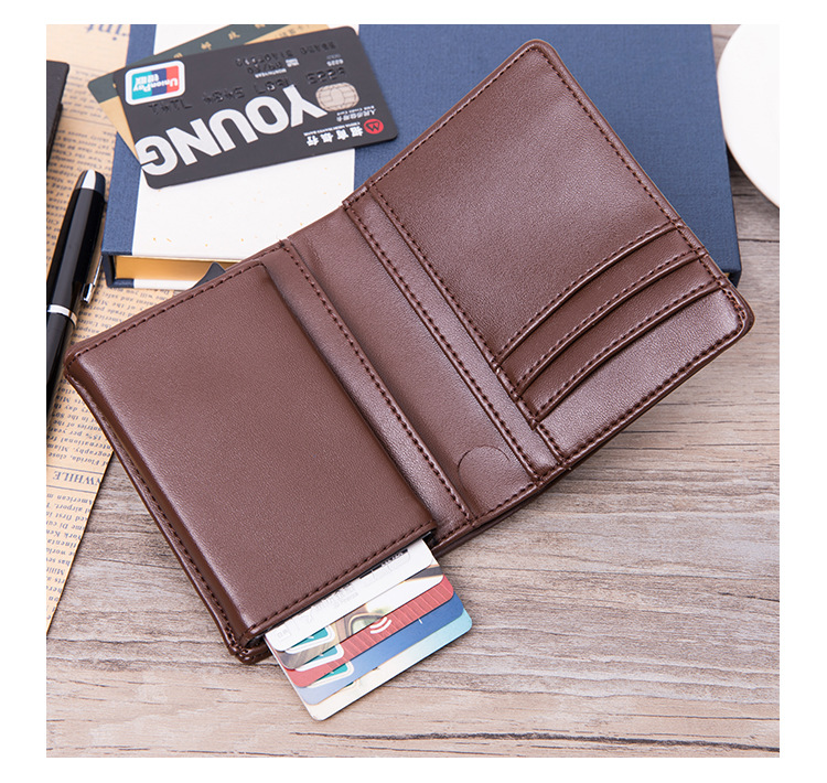 Supply men's multi-function real pickup bag coon leather short wallet RFID shield card clip aluminum alloy card bag Supply men's multi-function real pickup bag coon leather short wallet RFID shield card clip aluminum alloy card bag