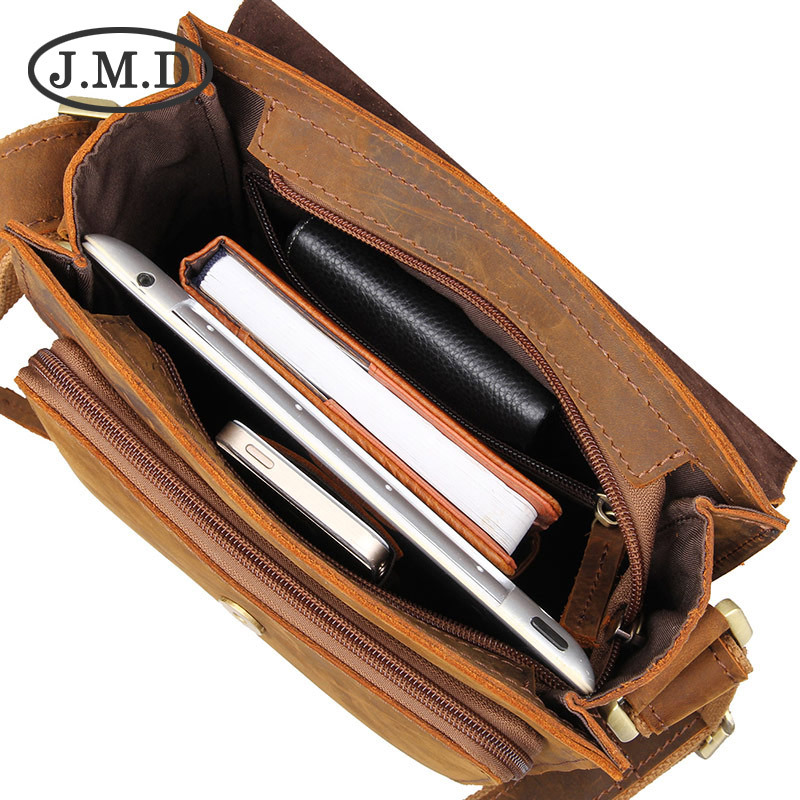 Jiameida New Men&#039;s Real-Leather Bag Retro Crazy Horse Leather Men&#039;s Shoulder Bag European and American Fashion Cattlehide Leather Crossbody Bag 7055