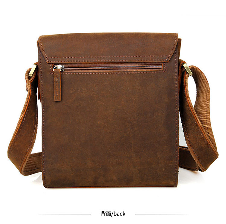Jiameida New Men's Real-Leather Bag Retro Crazy Horse Leather Men's Shoulder Bag European and American Fashion Cattlehide Leather Crossbody Bag 7055