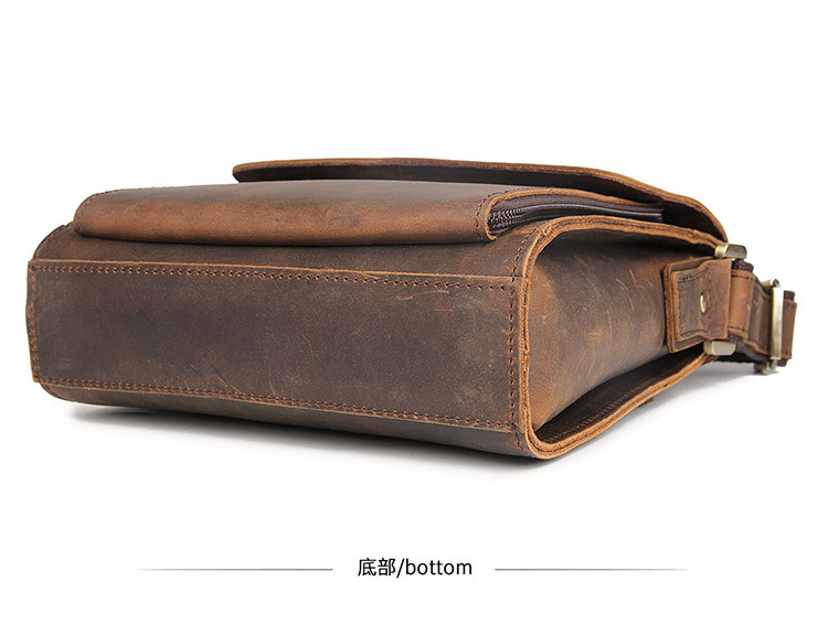 Jiameida New Men's Real-Leather Bag Retro Crazy Horse Leather Men's Shoulder Bag European and American Fashion Cattlehide Leather Crossbody Bag 7055