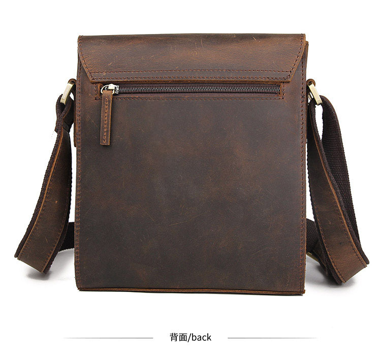 Jiameida New Men's Real-Leather Bag Retro Crazy Horse Leather Men's Shoulder Bag European and American Fashion Cattlehide Leather Crossbody Bag 7055