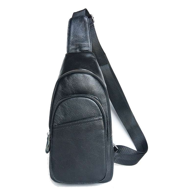 Genuine Leather Chest Bag Men&#039;s First Layer Cowhide Korean Style Men&#039;s Real-Leather Bag Crossbody Bag Casual Shoulder Crossbody Sports Shoulder Bag