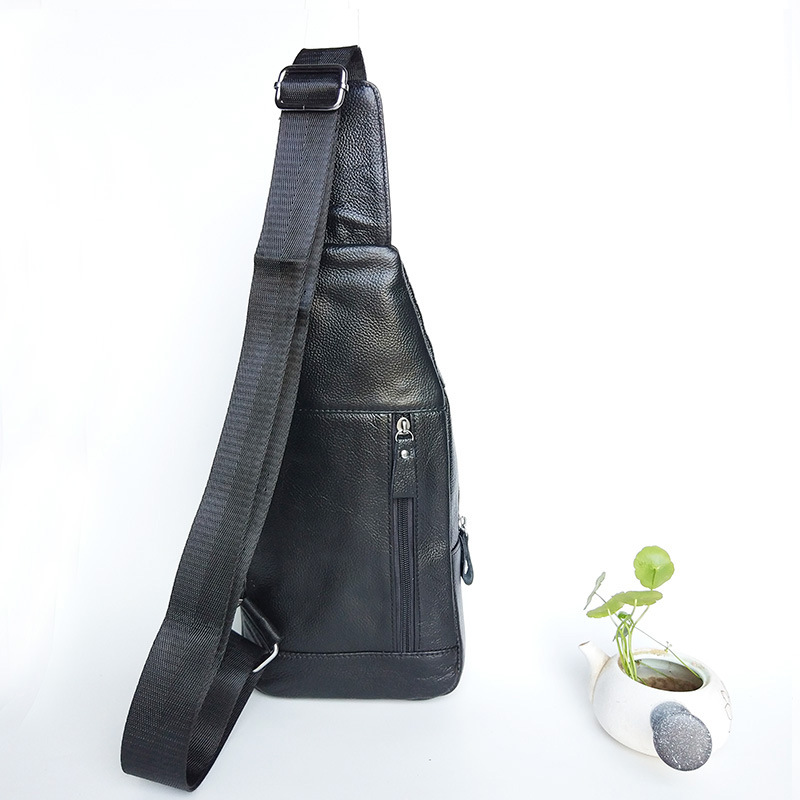 Genuine Leather Chest Bag Men&#039;s First Layer Cowhide Korean Style Men&#039;s Real-Leather Bag Crossbody Bag Casual Shoulder Crossbody Sports Shoulder Bag