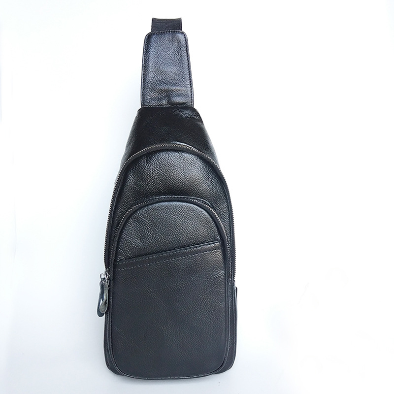 Genuine Leather Chest Bag Men&#039;s First Layer Cowhide Korean Style Men&#039;s Real-Leather Bag Crossbody Bag Casual Shoulder Crossbody Sports Shoulder Bag