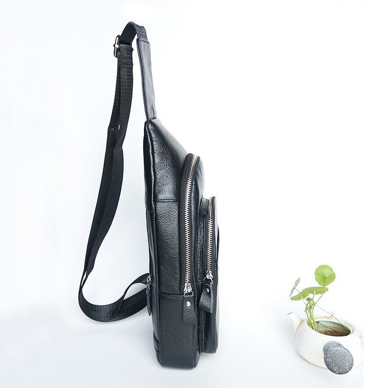 Genuine Leather Chest Bag Men&#039;s First Layer Cowhide Korean Style Men&#039;s Real-Leather Bag Crossbody Bag Casual Shoulder Crossbody Sports Shoulder Bag