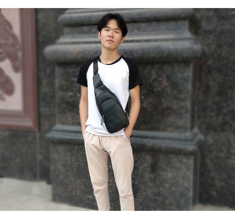 Genuine Leather Chest Bag Men's First Layer Cowhide Korean Style Men's Real-Leather Bag Crossbody Bag Casual Shoulder Crossbody Sports Shoulder Bag Genuine Leather Chest Bag Men's First Layer Cowhide Korean Style Men's Real-Leather Bag Crossbody Bag Casual Shoulder Crossbody Sports Shoulder Bag