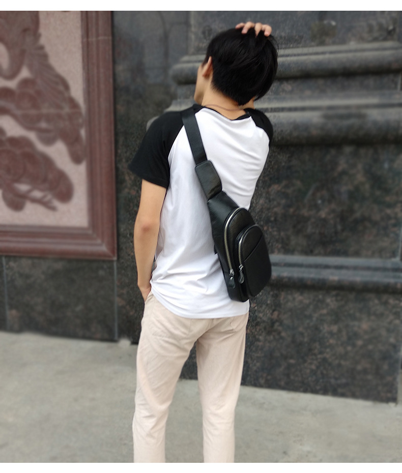 Genuine Leather Chest Bag Men's First Layer Cowhide Korean Style Men's Real-Leather Bag Crossbody Bag Casual Shoulder Crossbody Sports Shoulder Bag Genuine Leather Chest Bag Men's First Layer Cowhide Korean Style Men's Real-Leather Bag Crossbody Bag Casual Shoulder Crossbody Sports Shoulder Bag
