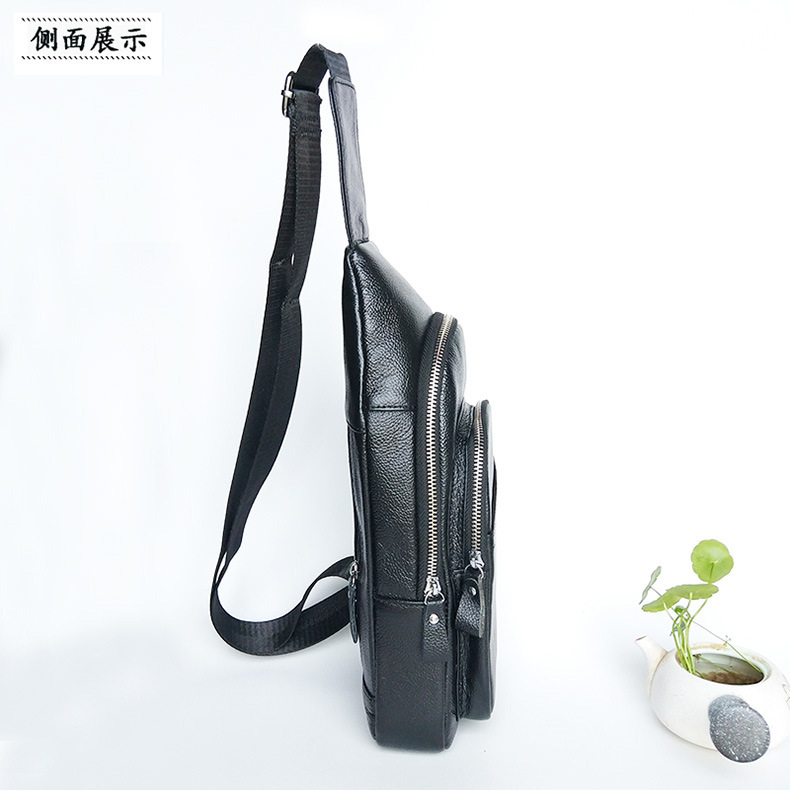 Genuine Leather Chest Bag Men's First Layer Cowhide Korean Style Men's Real-Leather Bag Crossbody Bag Casual Shoulder Crossbody Sports Shoulder Bag Genuine Leather Chest Bag Men's First Layer Cowhide Korean Style Men's Real-Leather Bag Crossbody Bag Casual Shoulder Crossbody Sports Shoulder Bag