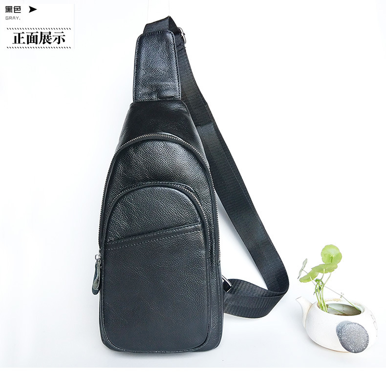 Genuine Leather Chest Bag Men's First Layer Cowhide Korean Style Men's Real-Leather Bag Crossbody Bag Casual Shoulder Crossbody Sports Shoulder Bag Genuine Leather Chest Bag Men's First Layer Cowhide Korean Style Men's Real-Leather Bag Crossbody Bag Casual Shoulder Crossbody Sports Shoulder Bag