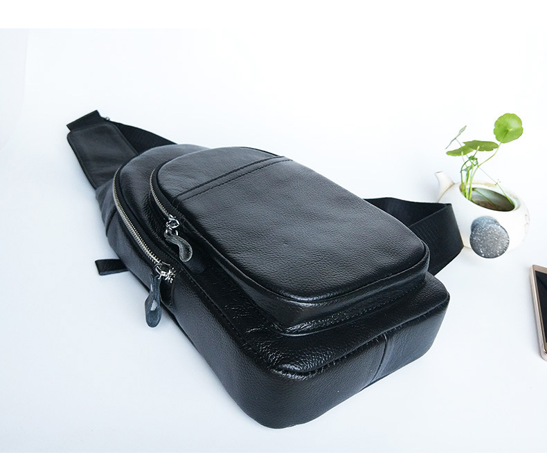 Genuine Leather Chest Bag Men's First Layer Cowhide Korean Style Men's Real-Leather Bag Crossbody Bag Casual Shoulder Crossbody Sports Shoulder Bag Genuine Leather Chest Bag Men's First Layer Cowhide Korean Style Men's Real-Leather Bag Crossbody Bag Casual Shoulder Crossbody Sports Shoulder Bag