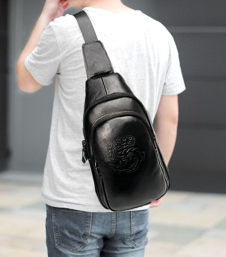 Genuine Leather Chest Bag Men's First Layer Cowhide Korean Style Men's Real-Leather Bag Crossbody Bag Casual Shoulder Crossbody Sports Shoulder Bag Genuine Leather Chest Bag Men's First Layer Cowhide Korean Style Men's Real-Leather Bag Crossbody Bag Casual Shoulder Crossbody Sports Shoulder Bag