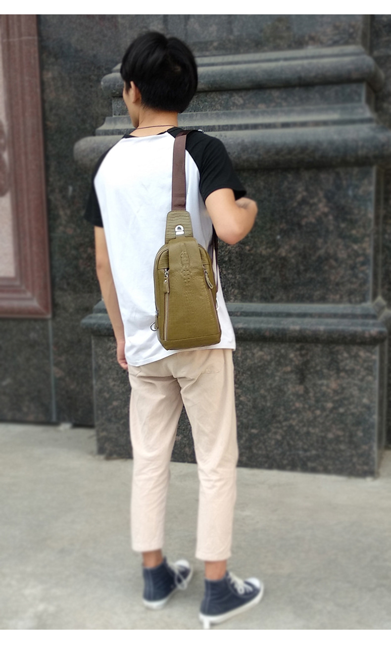 Genuine Leather Chest Bag Men's First Layer Cowhide Korean Style Men's Real-Leather Bag Crossbody Bag Casual Shoulder Crossbody Sports Shoulder Bag Genuine Leather Chest Bag Men's First Layer Cowhide Korean Style Men's Real-Leather Bag Crossbody Bag Casual Shoulder Crossbody Sports Shoulder Bag