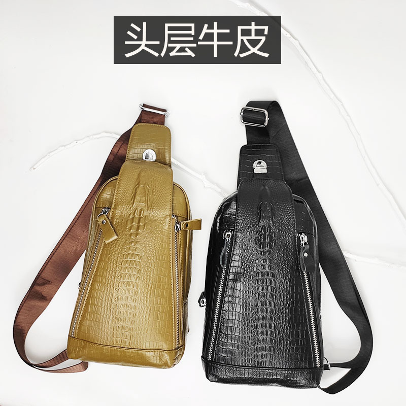 Genuine Leather Chest Bag Men's First Layer Cowhide Korean Style Men's Real-Leather Bag Crossbody Bag Casual Shoulder Crossbody Sports Shoulder Bag Genuine Leather Chest Bag Men's First Layer Cowhide Korean Style Men's Real-Leather Bag Crossbody Bag Casual Shoulder Crossbody Sports Shoulder Bag